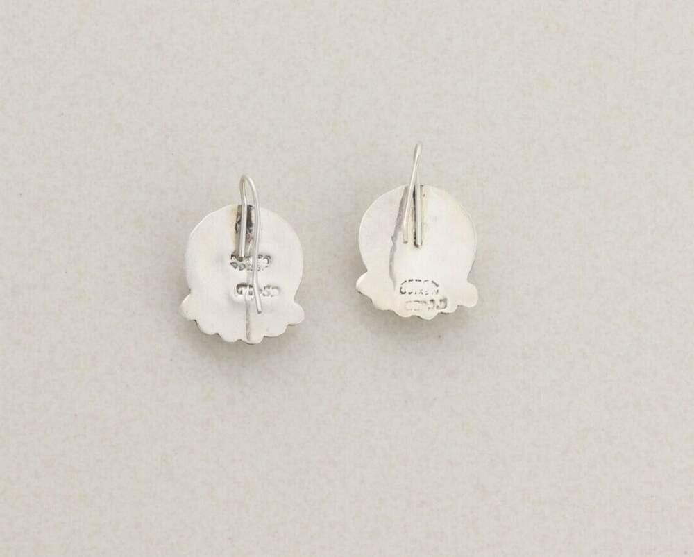 Sterling Silver Sodalite Earrings Dangle Drop 1" x 3/4" Vintage Mexico - Picture 6 of 7